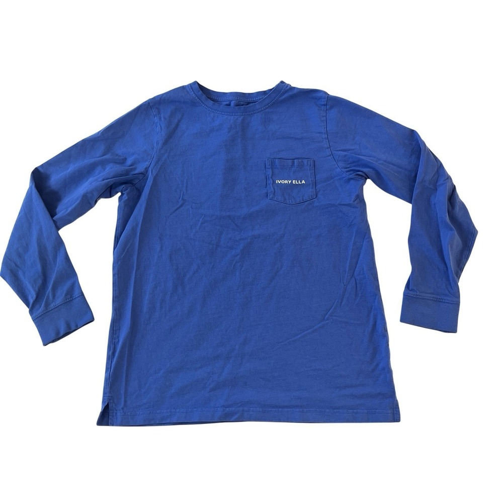 Ivory Ella Women's Size M Long Sleeve T-Shirt Royal Blue 100% Cotton Pocket